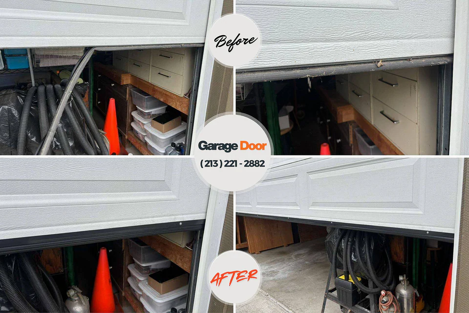 Before and after: garage door repair Amityville, NY